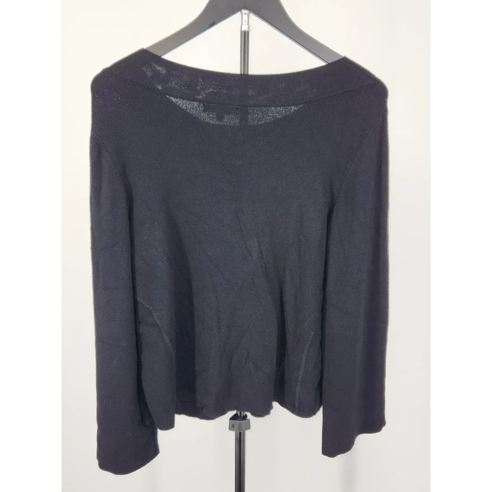 Anne Klein Black Knit Cardigan Sweater Single Button Boat Neck Womens Size S